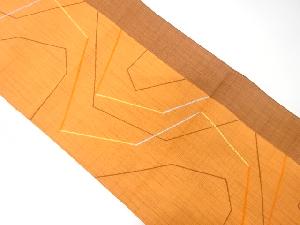 縞に幾何学模様織出し名古屋帯